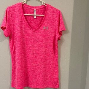 Under Armour Women's Bright Pink V-Neck Tee